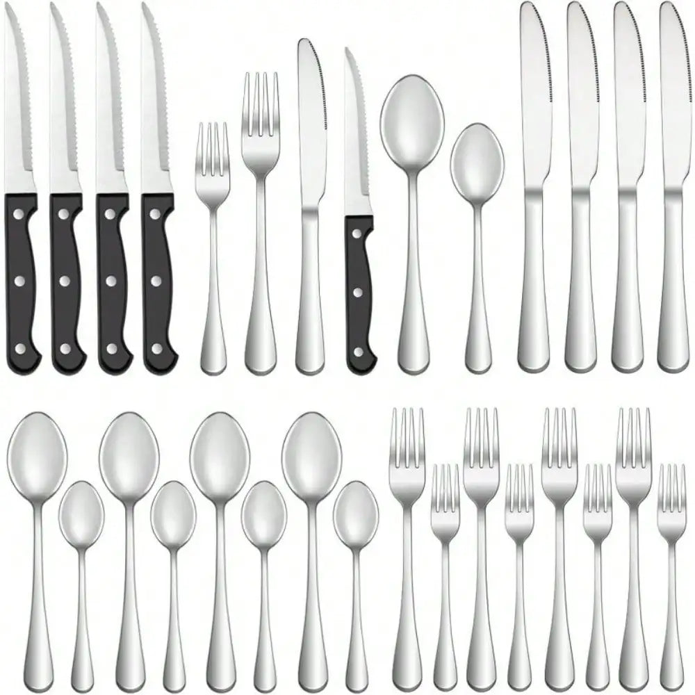 ⭐ NomadCutlery 30 – Stainless Steel Silver Flatware Set (5 Sets) ⭐