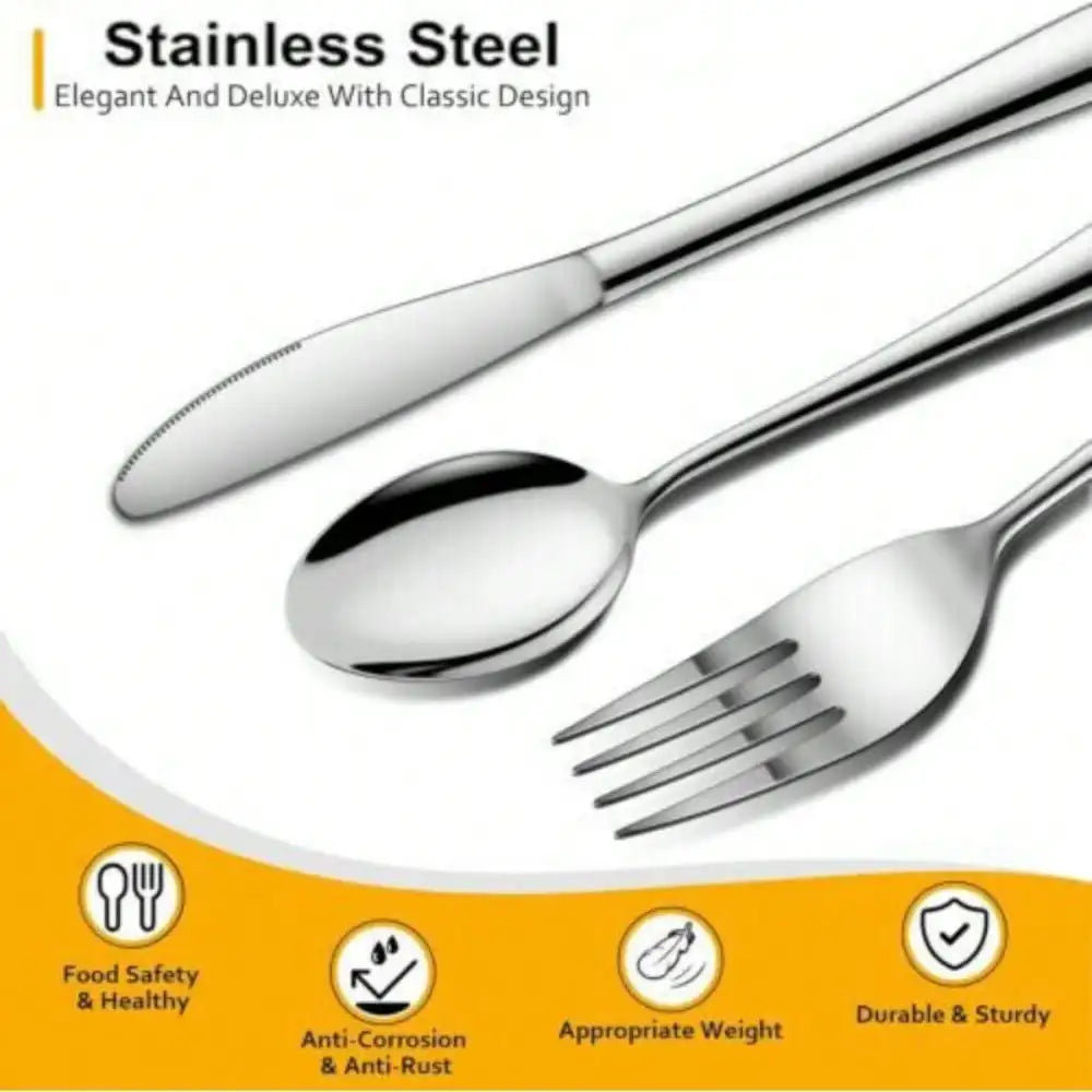 ⭐ NomadCutlery 30 – Stainless Steel Silver Flatware Set (5 Sets) ⭐