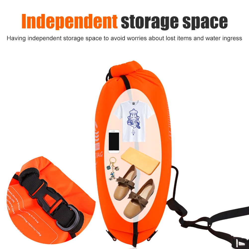 ✅ NomadFloat™ – 20L Inflatable Swimming Buoy & Dry Bag