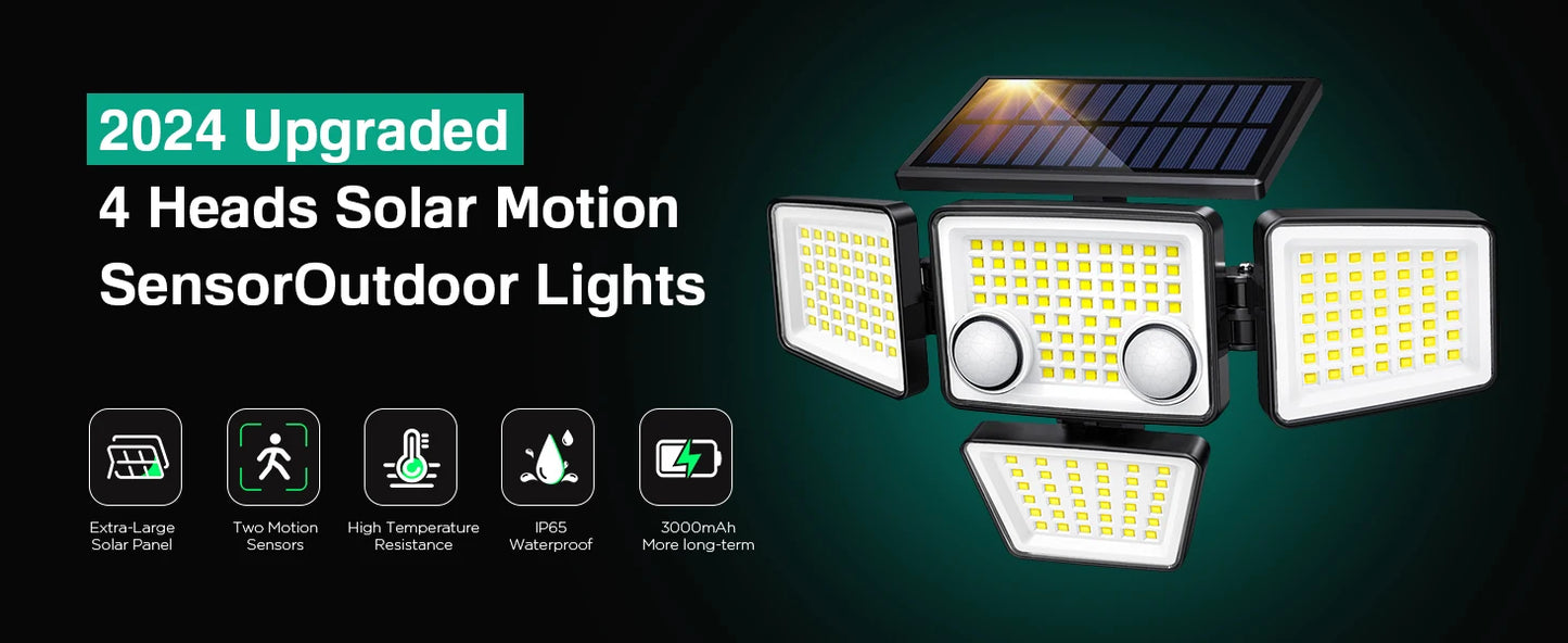 ⭐ NomadGlow 3000 – Solar Motion Sensor Security Light (188 LED) ⭐